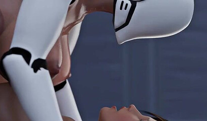 Robot girl fucks futanari girl with dick in 3D porn cartoon