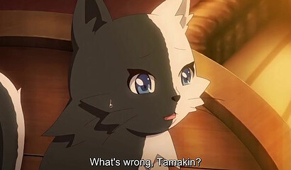 Succubus with a futarani cock fucks a pussy girl in an anime cartoon