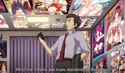 Succubus with a futarani cock fucks a pussy girl in an anime cartoon