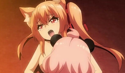 Succubus with a futarani cock fucks a pussy girl in an anime cartoon