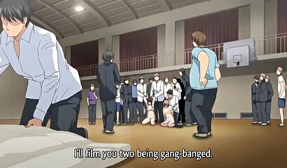 Cuckold guy shoots group hentai porn with stepsisters