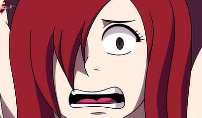The ghosts attacked Fairy tail hottie Erza Scarlet and fucked her