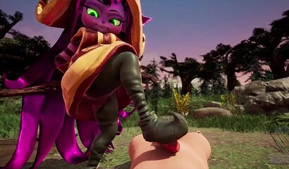 Fabulous babe Lulu from League of Legends plays with a guy's big cock