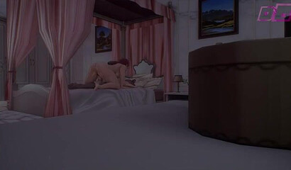 Rich girl with a futanari dick in a 3D cartoon fucks a small femboy in the ass