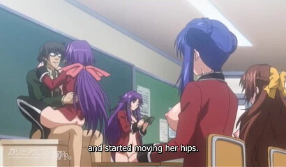 A teacher hypnotized and fucked a pregnant hentai schoolgirl on stage