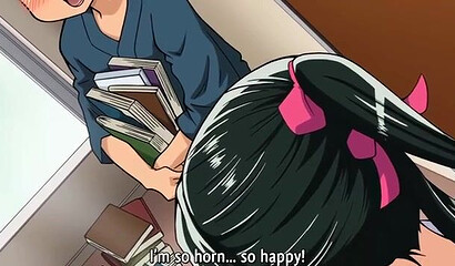 Cute hentai schoolgirl meets a man's cock for the first time