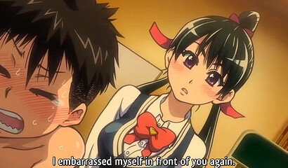 Cute hentai schoolgirl meets a man's cock for the first time