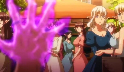 An elf queen and her princess daughter give a double blowjob in a hentai cartoon