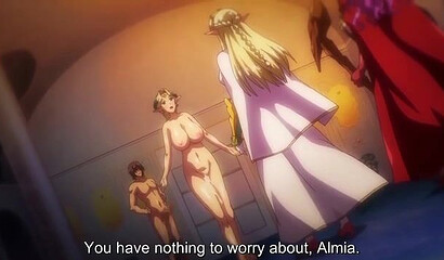 An elf queen and her princess daughter give a double blowjob in a hentai cartoon