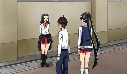 Sporty hentai high school girls forced a guy to fuck them in the locker room