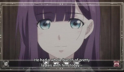 Modest guy in hentai cartoon helps wash women in bathhouse