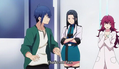 Modest guy in hentai cartoon helps wash women in bathhouse