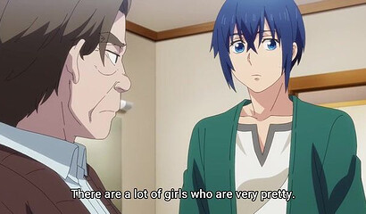 Modest guy in hentai cartoon helps wash women in bathhouse