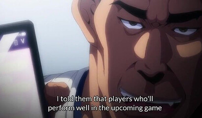 Baseball players in the locker room gang bang a cheerleader in a hentai cartoon