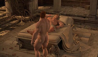 Ancient muscular men enjoy anal 3D gay sex