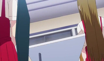 A virgin with glasses knows the delights of sex with three sexy hentai girls