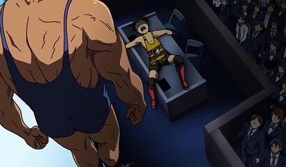 Masked wrestlers fuck young hentai schoolgirls in the locker room of a sports complex