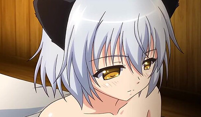 Anime wolf girl got a big cock in her tight pussy