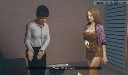 A cuckold guy watches his girlfriend fuck a man in a 3D cartoon