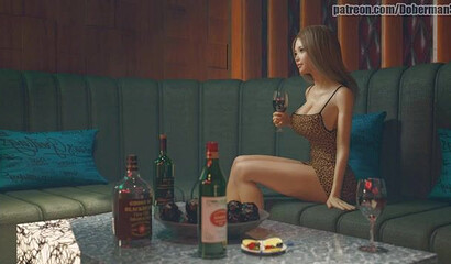 A cuckold guy watches his girlfriend fuck a man in a 3D cartoon