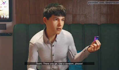 A cuckold guy watches his girlfriend fuck a man in a 3D cartoon