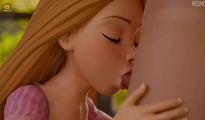Disney princess Rapunzel sucks cock and gets fucked in 3D porn cartoon