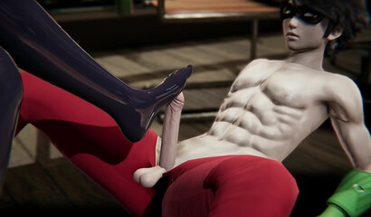 Titans Raven Footjob on Robin (japanese)