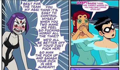 Teen Titans - Emotional Illness Pt.1 - Robin fucks Starfire in the pool while Raven watches
