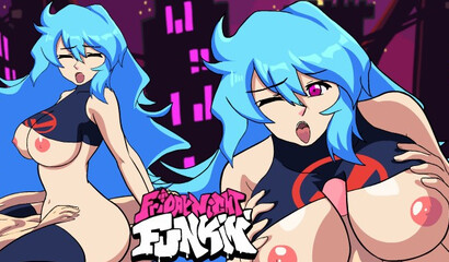 Friday Night Funkin Animation Skyblue and Boyfriend Having Hard Sex Titfuck Cumshot