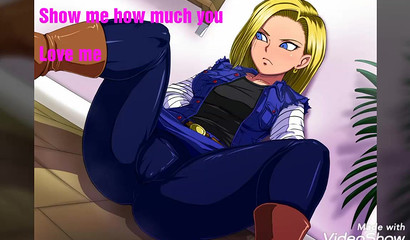 Footjob, blowjob and fuck with cartoon blonde Android 18 in porn pictures