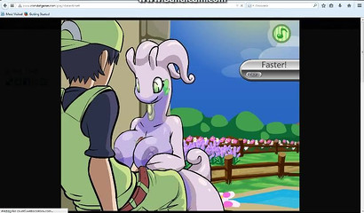 Water Pokemon Goodra jerks off between big tits trainer's cock