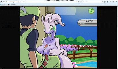 Water Pokemon Goodra jerks off between big tits trainer's cock