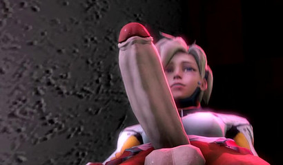 Futanari beauty D.Va fucked in the ass while playing on the console