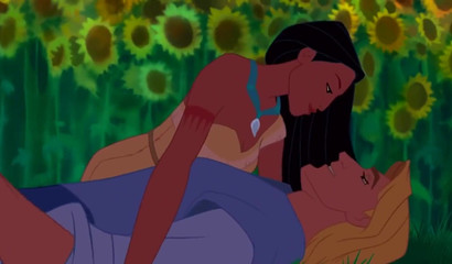 A red-haired lesbian with a strap-on fucks a dark-haired Pocahontas