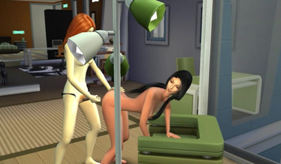 A red-haired lesbian with a strap-on fucks a dark-haired Pocahontas