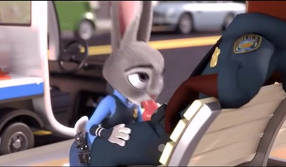 Police bunny Judy Hops sucks on the street from a partner in a XXX cartoon