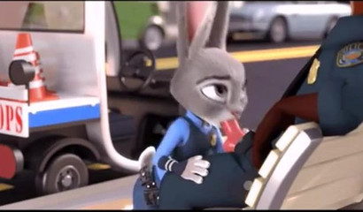 Police bunny Judy Hops sucks on the street from a partner in a XXX cartoon