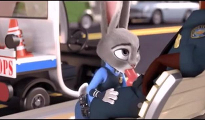 Police bunny Judy Hops sucks on the street from a partner in a XXX cartoon