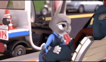 Police bunny Judy Hops sucks on the street from a partner in a XXX cartoon