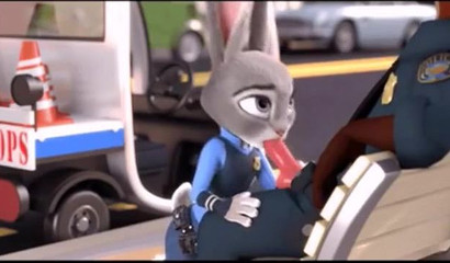 Police bunny Judy Hops sucks on the street from a partner in a XXX cartoon