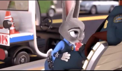 Police bunny Judy Hops sucks on the street from a partner in a XXX cartoon