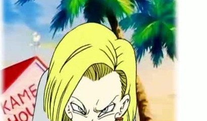 Oral sex in the first person with a blonde Android 18 from the cartoon Dragon Ball Z