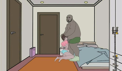 Horny fat black uncle traps and toys with nephew's big cock