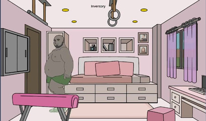 Horny fat black uncle traps and toys with nephew's big cock