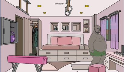 Horny fat black uncle traps and toys with nephew's big cock