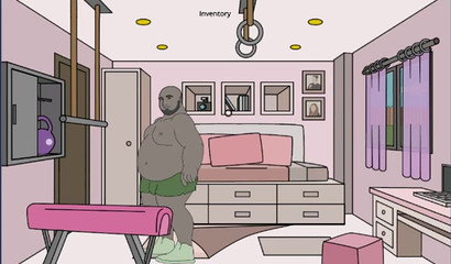 Horny fat black uncle traps and toys with nephew's big cock