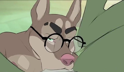 Hentai gay dragon let hunky hound swallow his huge rod