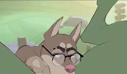 Hentai gay dragon let hunky hound swallow his huge rod