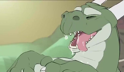Hentai gay dragon let hunky hound swallow his huge rod