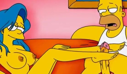 Busty cartoon milf hottie Marge jumping on big cocks